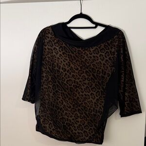 Elegant Leopard Print Blouse with Black Accents